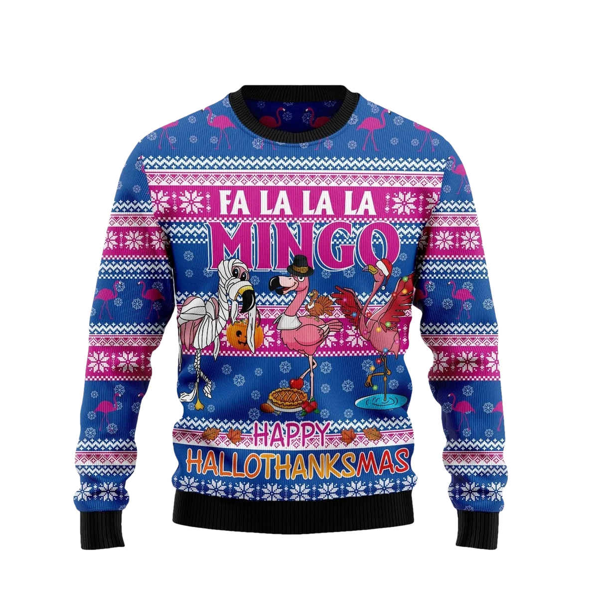 Fa La La La Mingo Happy HalloThanksMas Flamingo Ugly Christmas Sweater - Moonbestprint