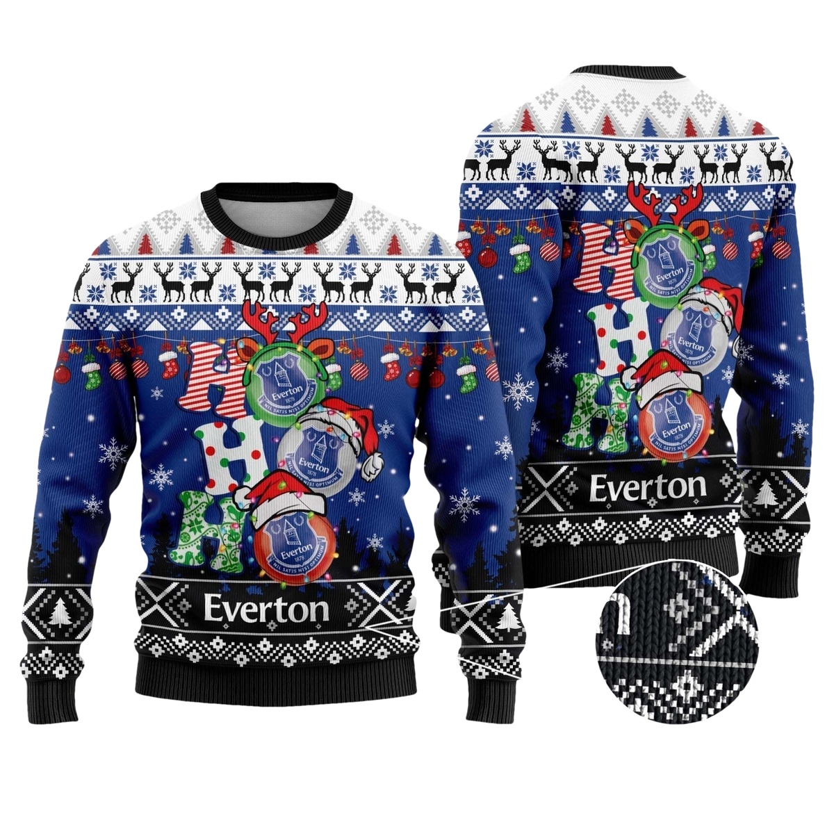 Everton Football Ho Ho Ho Ugly Christmas Sweater - Moonbestprint