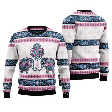 Elephant Mandala Ugly Christmas Sweater - Moonbestprint
