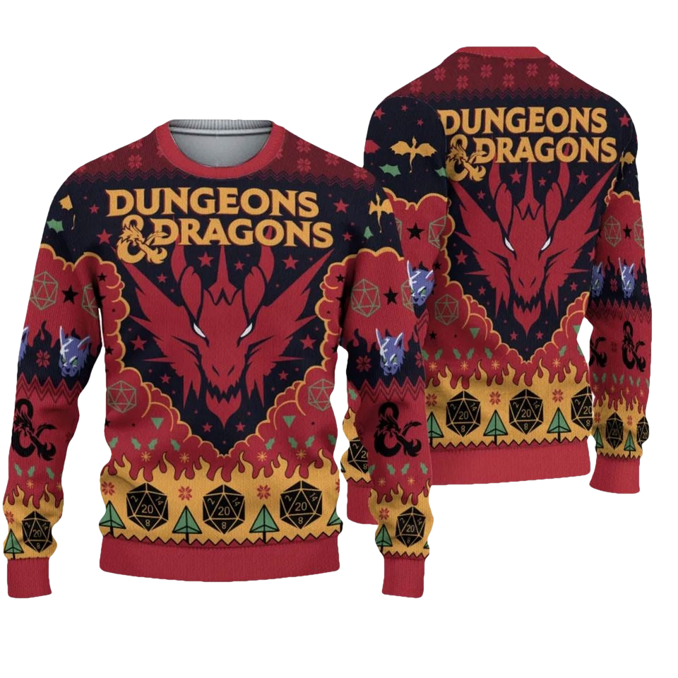 Dungeons Dragons Seven Dice Ugly Christmas Sweater - Moonbestprint