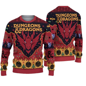 Dungeons Dragons Seven Dice Ugly Christmas Sweater - Moonbestprint
