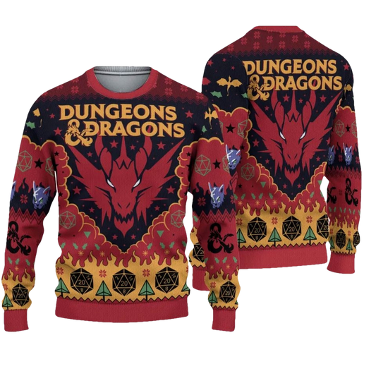Dungeons Dragons Seven Dice Ugly Christmas Sweater - Moonbestprint