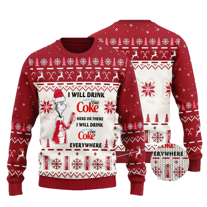 Drink Diet Coke Everywhere Ugly Christmas Sweater - Moonbestprint