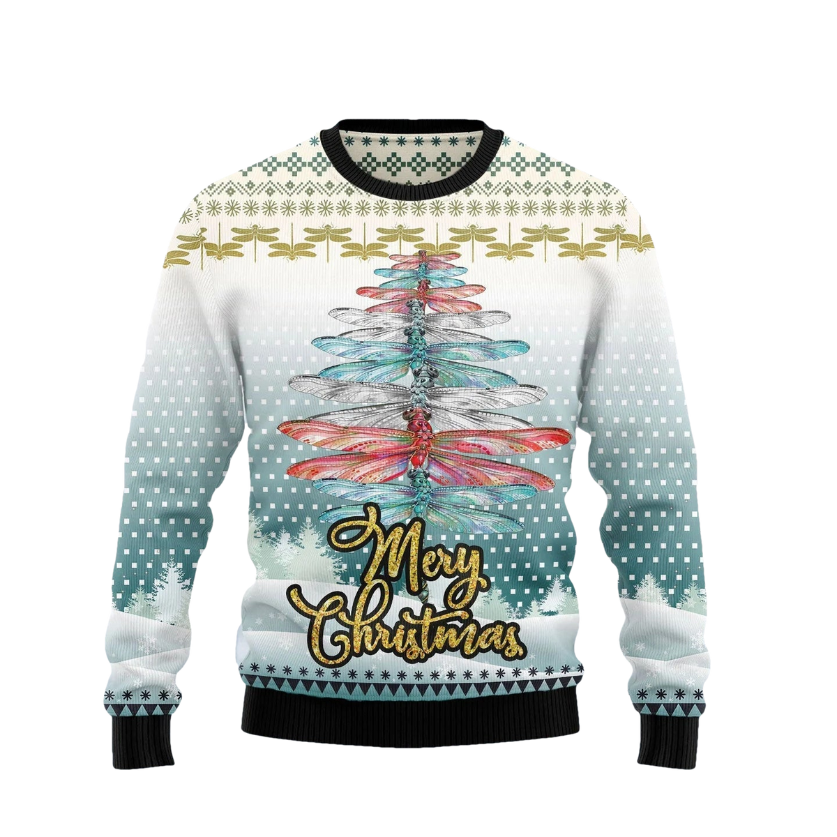 Dragonfly Christmas Tree Ugly Sweater - Moonbestprint