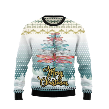 Dragonfly Christmas Tree Ugly Sweater - Moonbestprint