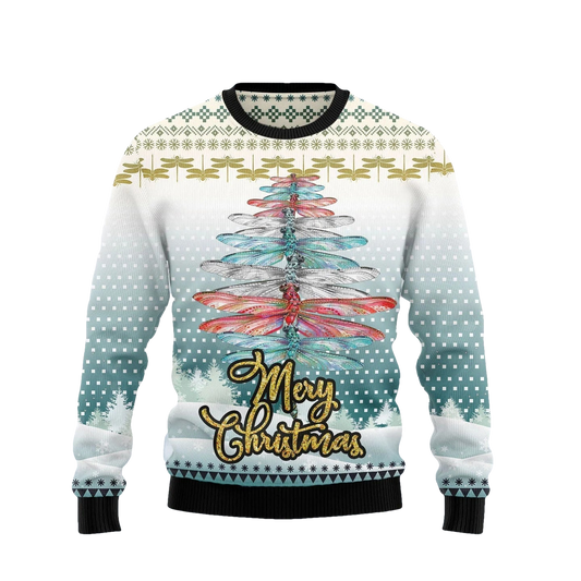 Dragonfly Christmas Tree Ugly Sweater - Moonbestprint