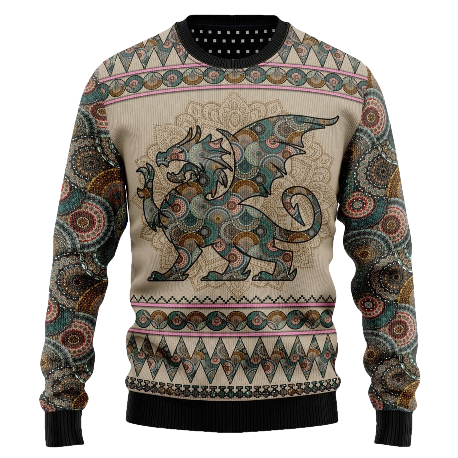 Dragon Mandala Ugly Christmas Sweater - Moonbestprint