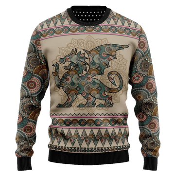 Dragon Mandala Ugly Christmas Sweater - Moonbestprint