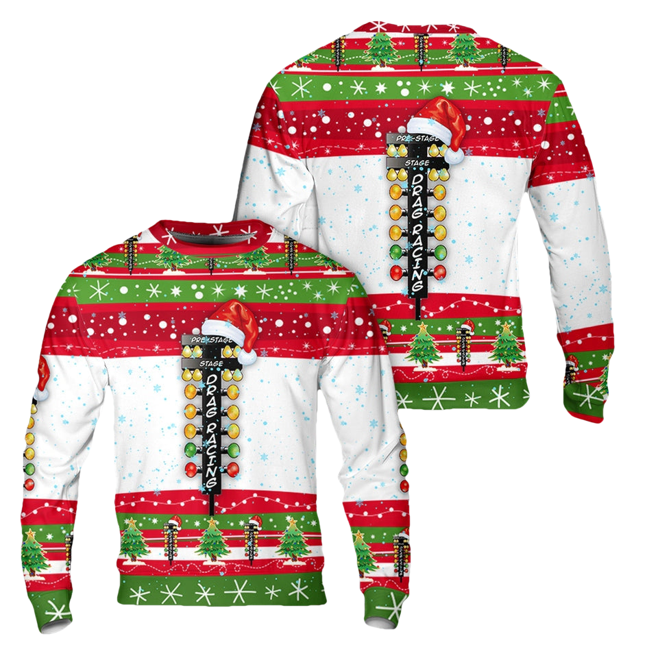 Drag Racing Christmas Tree Ugly Sweater - Moonbestprint