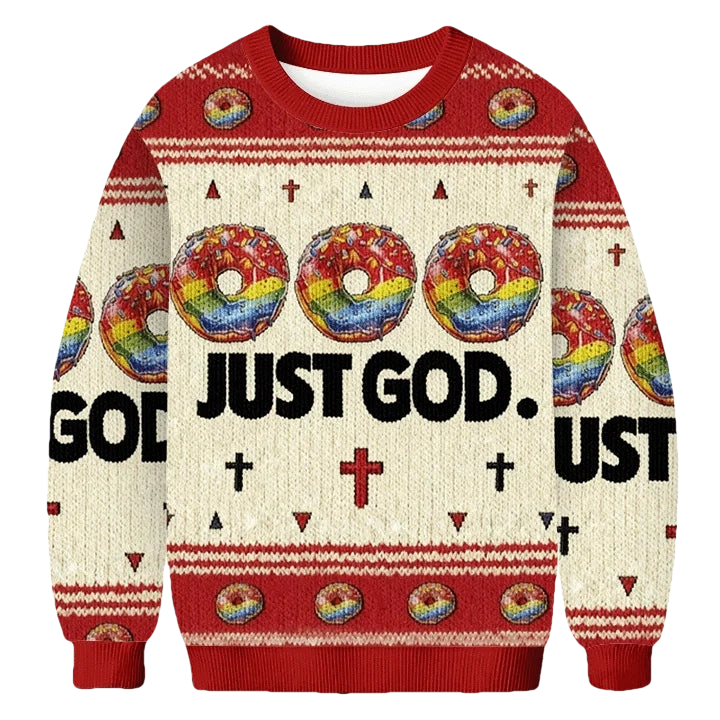 Donut Just God Christmas Ugly Sweater - Moonbestprint