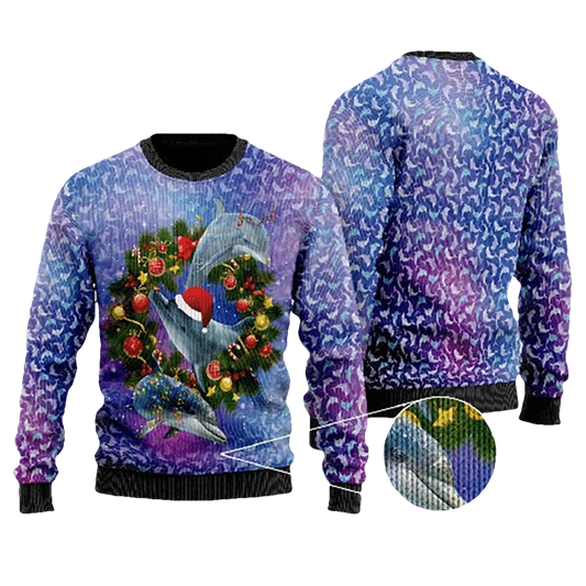 Dolphin Ugly Christmas Sweater - Moonbestprint