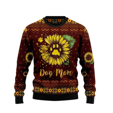 Dog Mom Dow Paw Sunflower Ugly Xmas Sweater - Moonbestprint