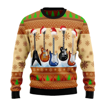 Different Types Of Guitar Santa Hat Ugly Christmas Sweater - Moonbestprint