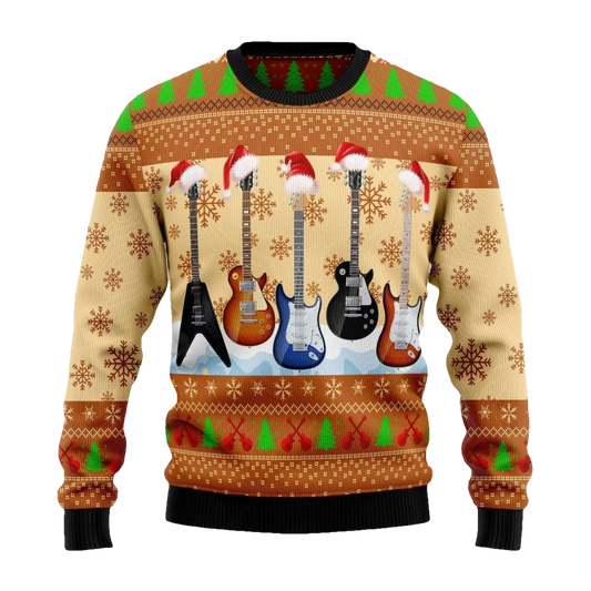 Different Types Of Guitar Santa Hat Ugly Christmas Sweater - Moonbestprint