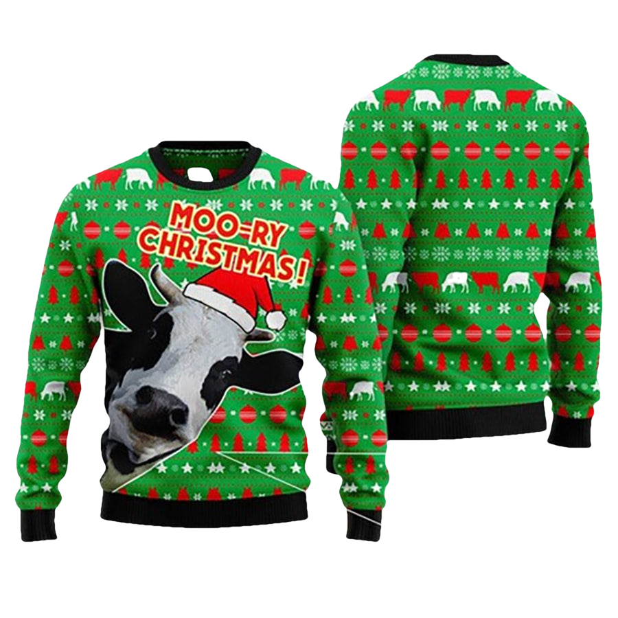 Cute Cow Moory Ugly Christmas Sweater - Moonbestprint
