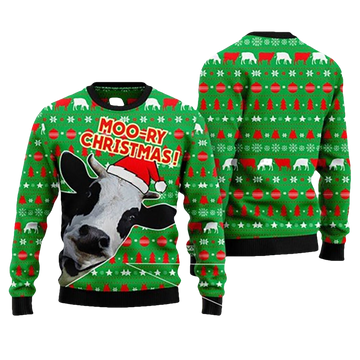 Cute Cow Moory Ugly Christmas Sweater - Moonbestprint