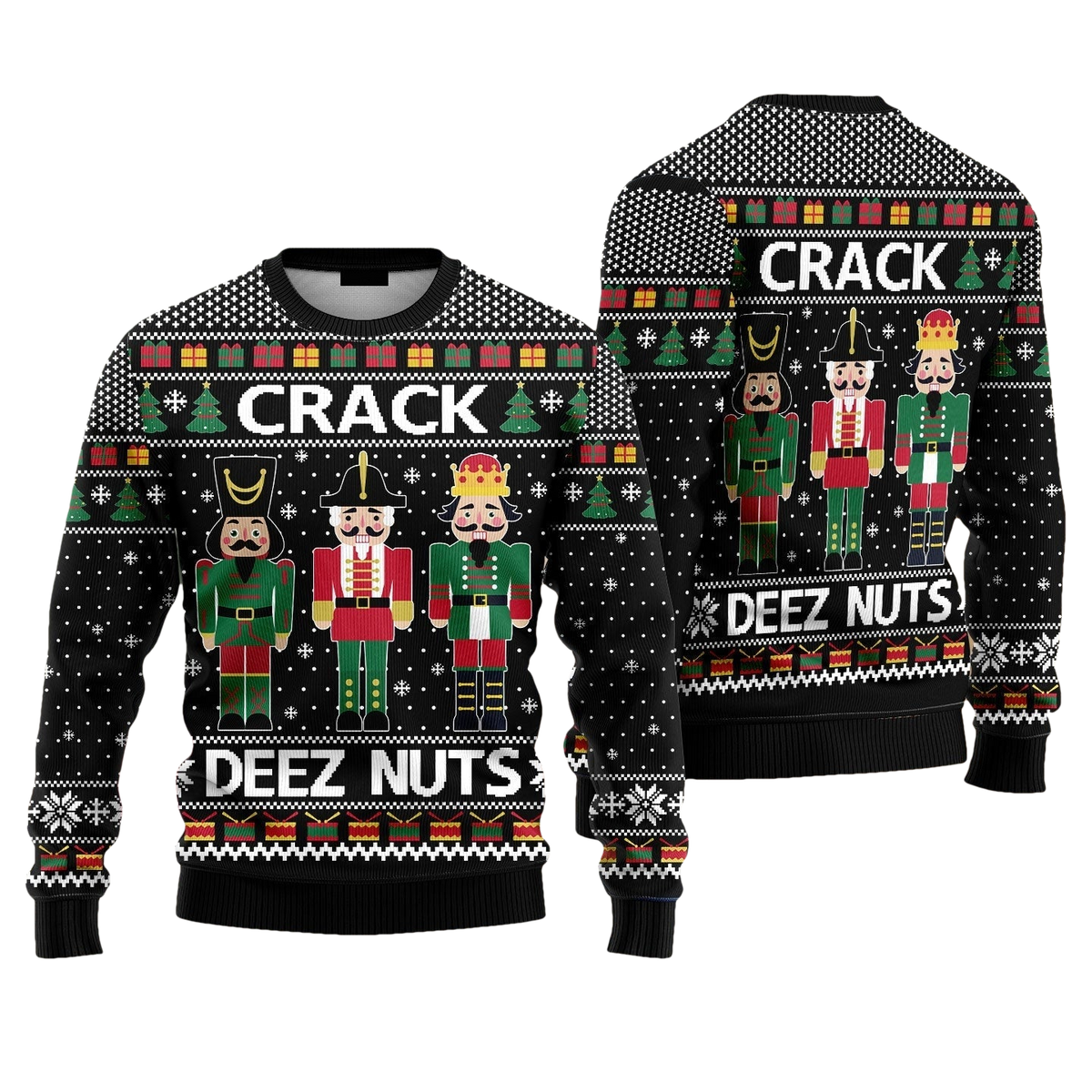 Crack Deez Nuts Nutcracker Christmas Ugly Sweater - Moonbestprint