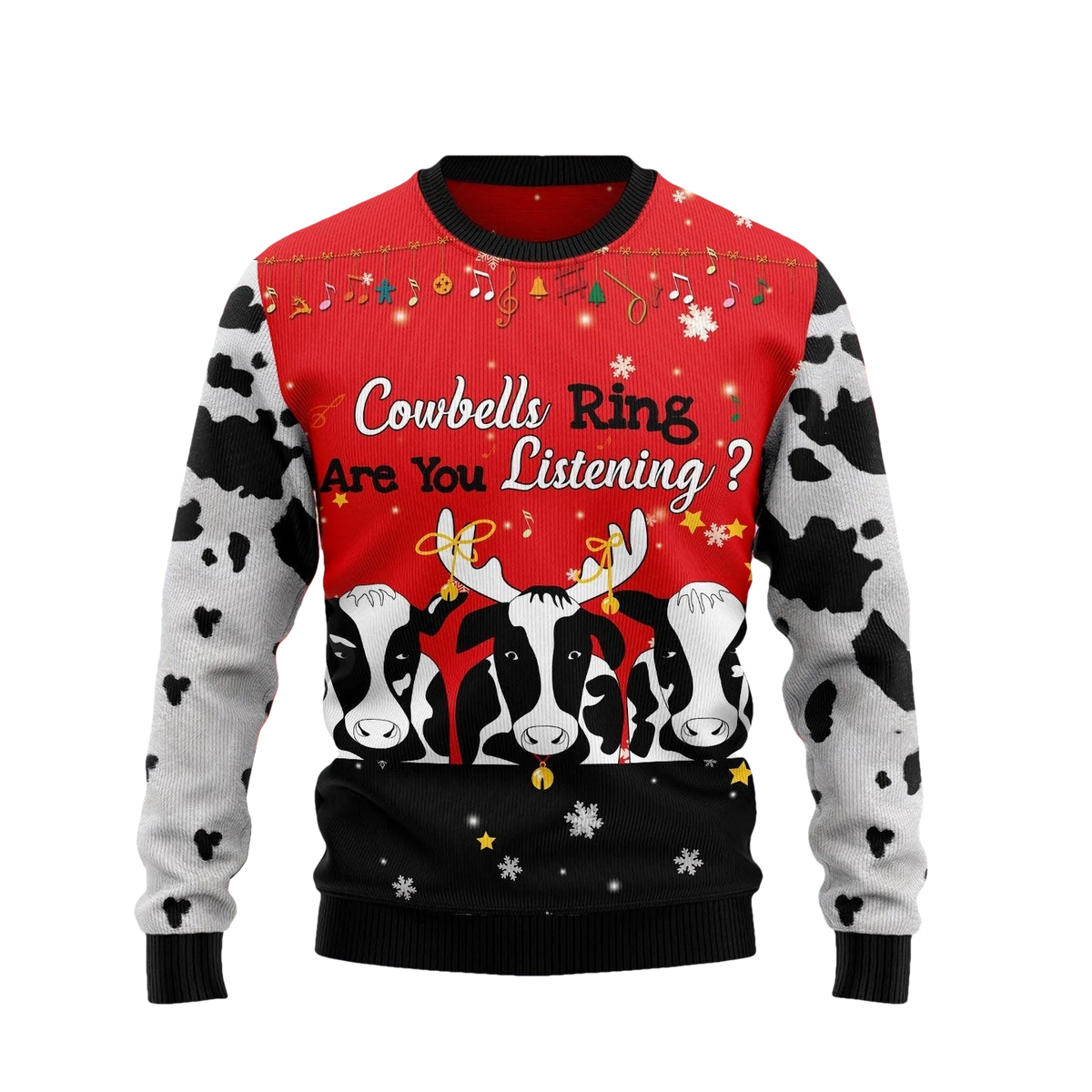 Cowbells Ring Are You Listening Cow Ugly Christmas Sweater - Moonbestprint