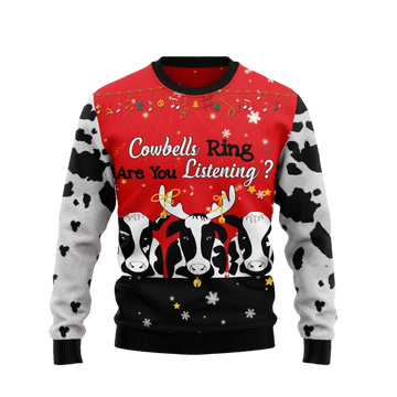 Cowbells Ring Are You Listening Cow Ugly Christmas Sweater - Moonbestprint