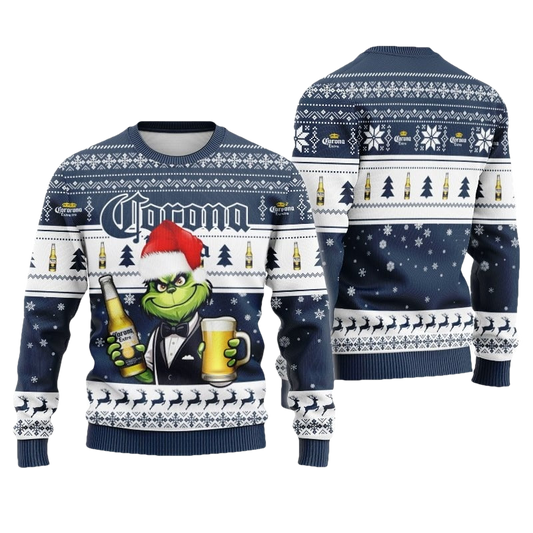 Corona Extra Grinch Christmas Ugly Sweater - Moonbestprint