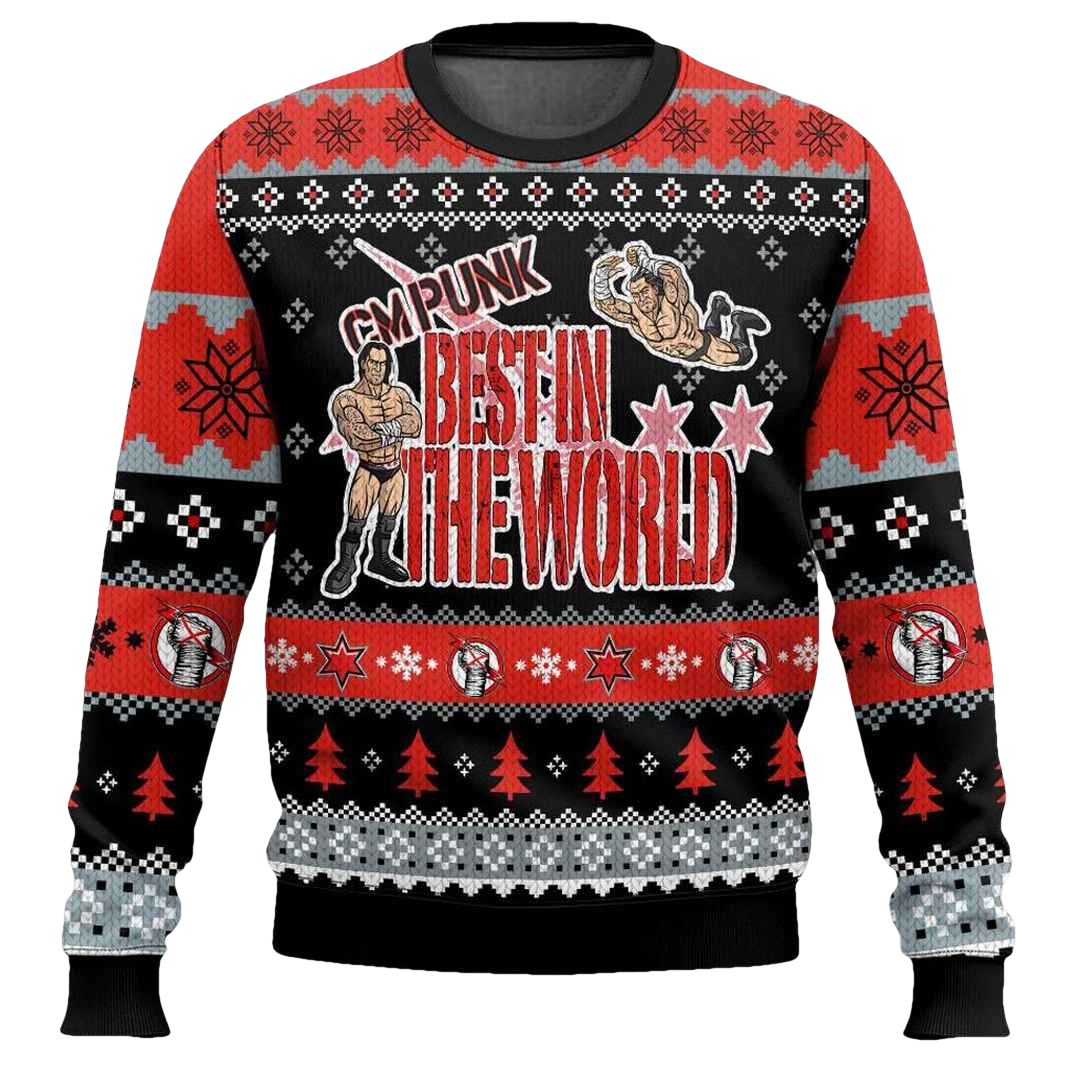 CM Punk WWE Ugly Christmas Sweater - Moonbestprint