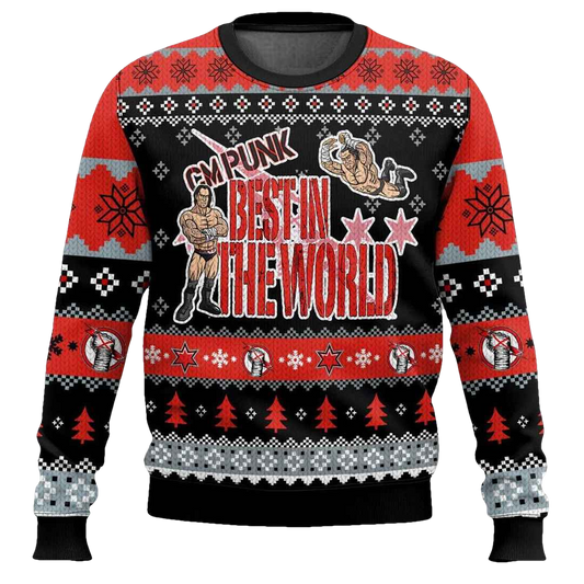 CM Punk WWE Ugly Christmas Sweater - Moonbestprint