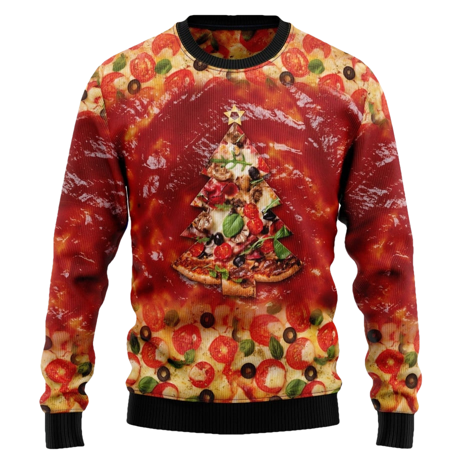 Christmas Tree Pizza Ugly Christmas Sweater - Moonbestprint
