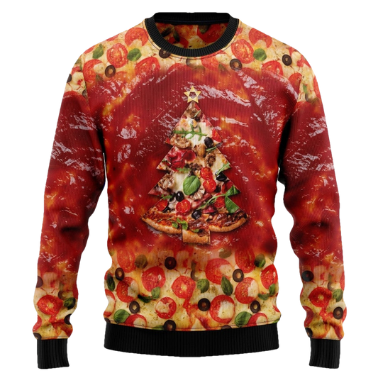 Christmas Tree Pizza Ugly Christmas Sweater - Moonbestprint