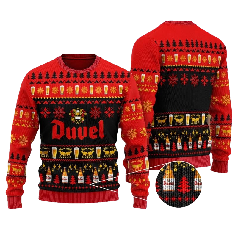 Christmas Scenes With Duvel Beer Ugly Sweater - Moonbestprint