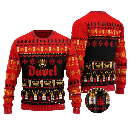 Christmas Scenes With Duvel Beer Ugly Sweater - Moonbestprint