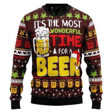 Christmas Most Wonderful Time For Beer Ugly Sweater - Moonbestprint