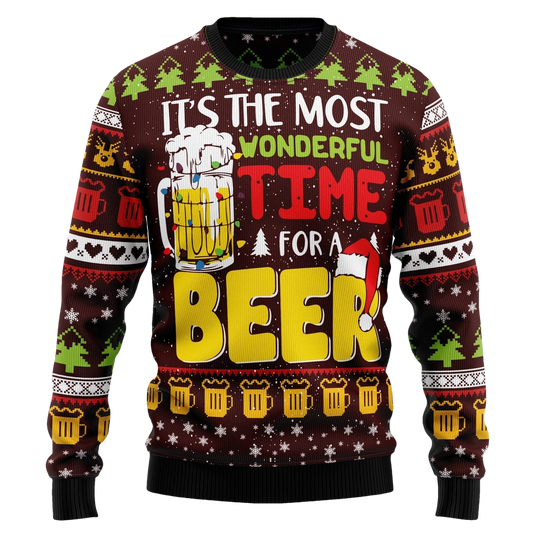 Christmas Most Wonderful Time For Beer Ugly Sweater - Moonbestprint