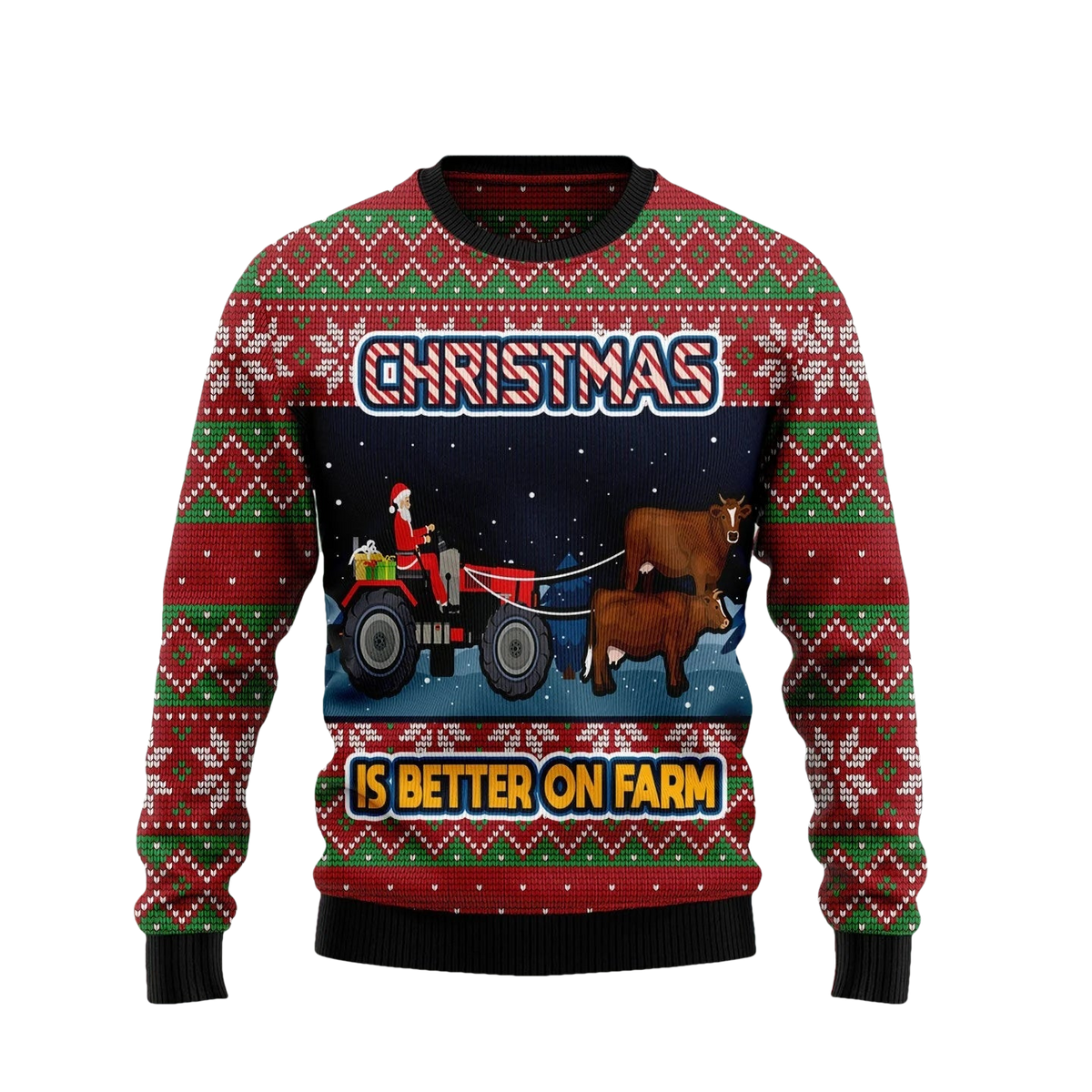 Christmas Is Better On Farm Santa Tractor Ugly Sweater - Moonbestprint