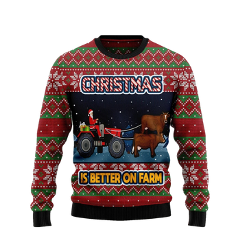 Christmas Is Better On Farm Santa Tractor Ugly Sweater - Moonbestprint