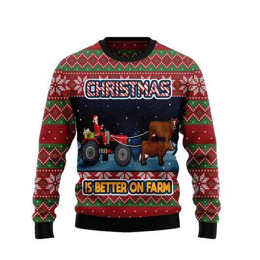 Christmas Is Better On Farm Santa Tractor Ugly Sweater - Moonbestprint