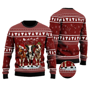 Christmas Cow Lover Ugly Sweater - Moonbestprint
