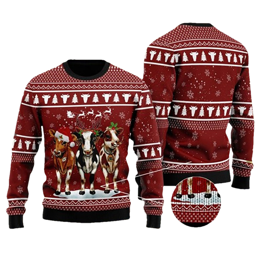 Christmas Cow Lover Ugly Sweater - Moonbestprint
