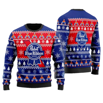 Christmas Cheers With Pabst Blue Ribbon Beer Ugly Sweater - Moonbestprint