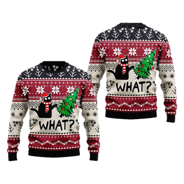Christmas Cat What Ugly Christmas Sweater - Moonbestprint