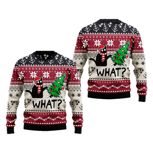Christmas Cat What Ugly Christmas Sweater - Moonbestprint