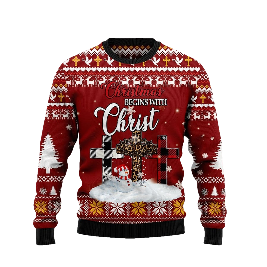 Christian Christmas The Cross Ugly Christmas Sweater - Moonbestprint