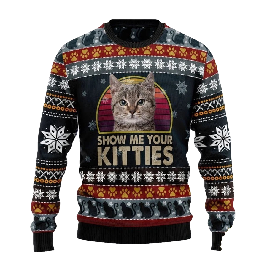 Cat Show Me Your Kitties Ugly Christmas Sweater - Moonbestprint