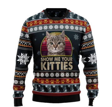Cat Show Me Your Kitties Ugly Christmas Sweater - Moonbestprint