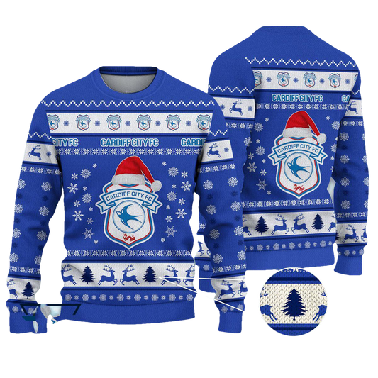 Cardiff City Ugly Christmas Sweater - Moonbestprint