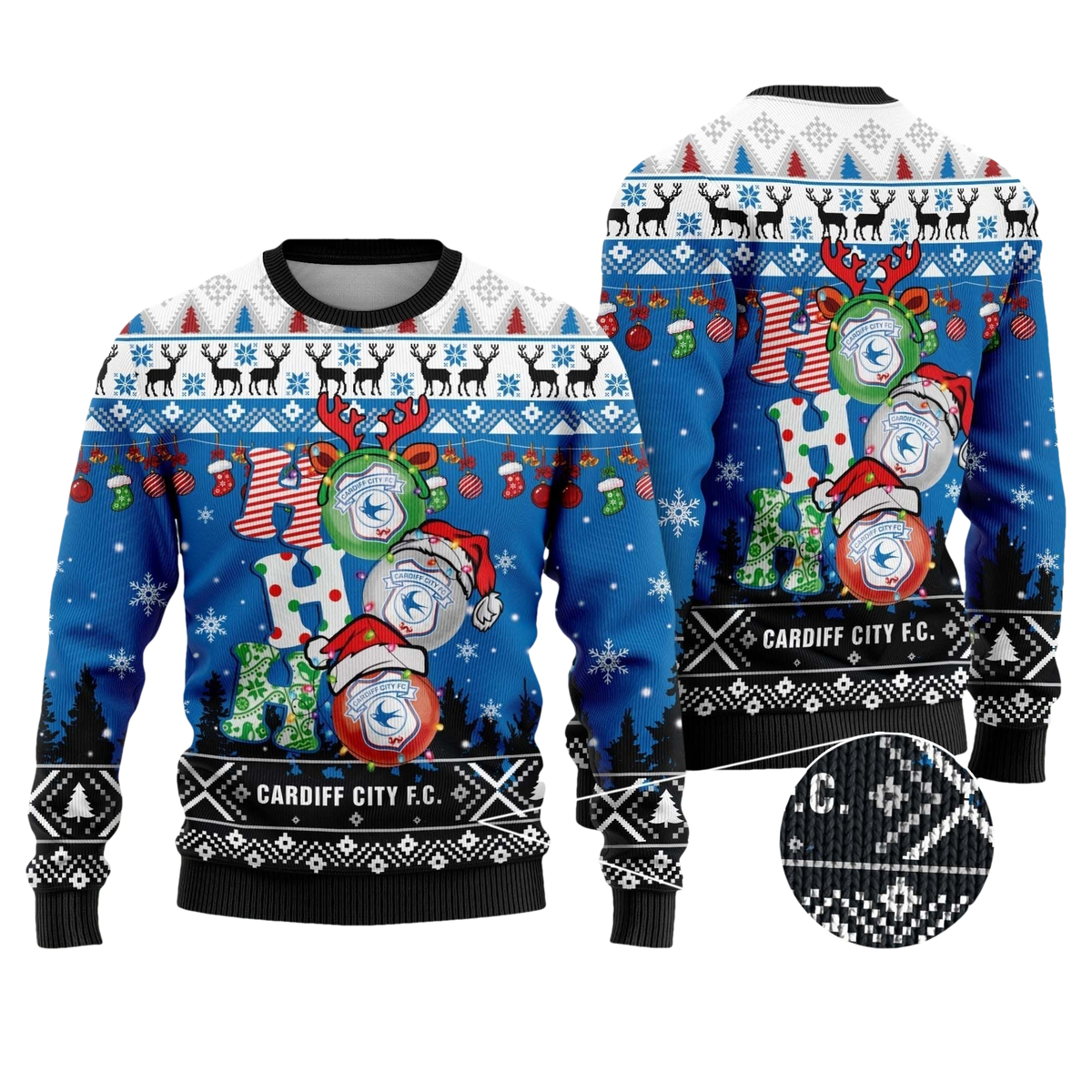 Cardiff City Ho Ho Ho Ugly Christmas Sweater - Moonbestprint
