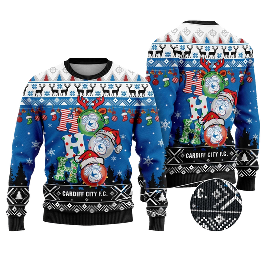 Cardiff City Ho Ho Ho Ugly Christmas Sweater - Moonbestprint