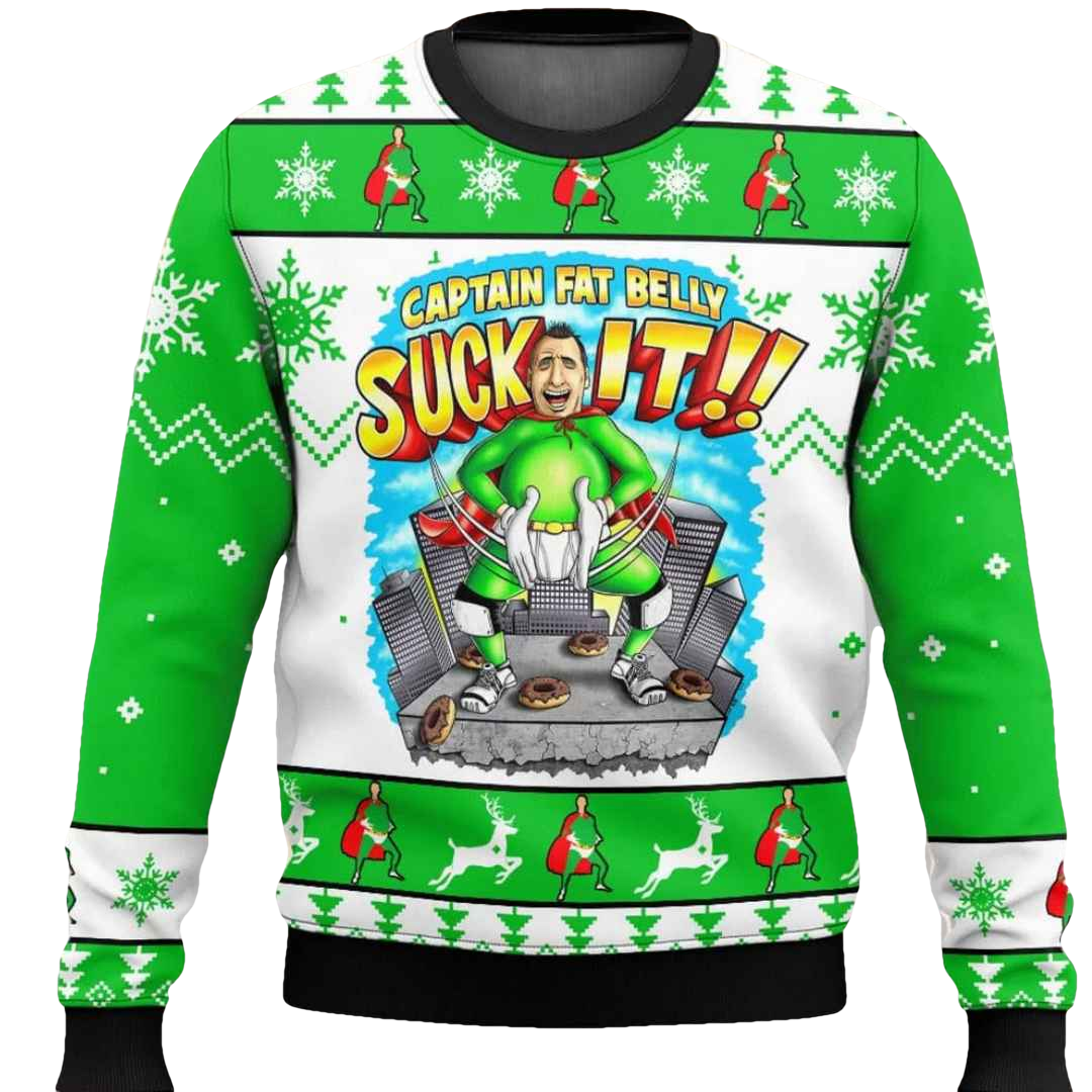 Captain Fat Belly Suck It Ugly Christmas Sweater - Moonbestprint