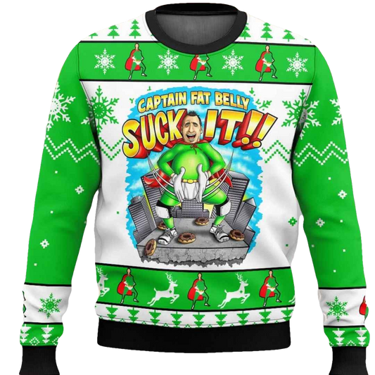 Captain Fat Belly Suck It Ugly Christmas Sweater - Moonbestprint