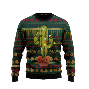 Cactus Pattern Ugly Christmas Sweater - Moonbestprint