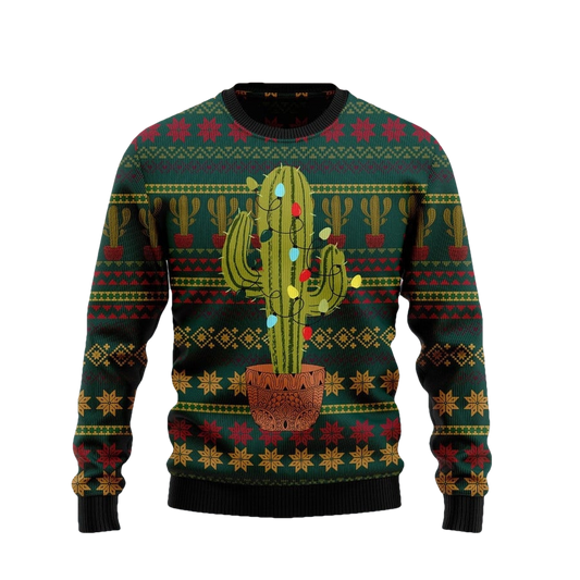 Cactus Pattern Ugly Christmas Sweater - Moonbestprint